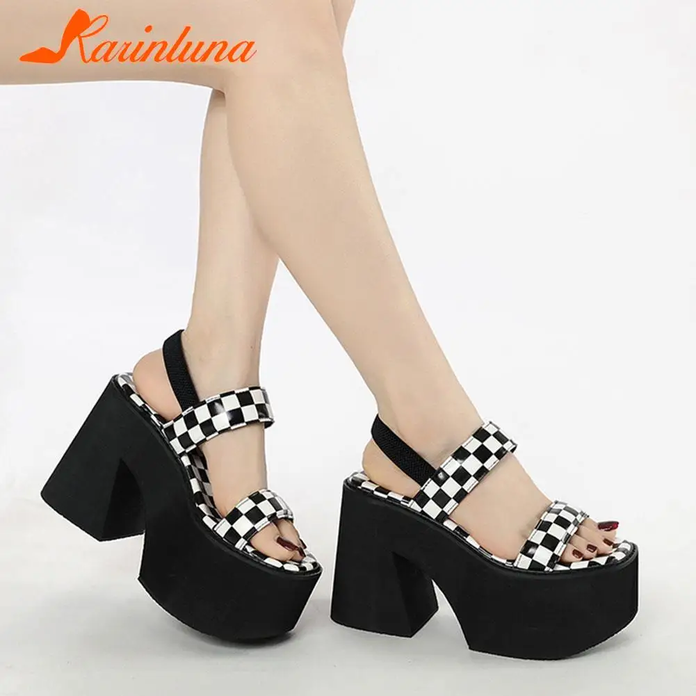 Super Thick Heels Platform Sandals For Women 2023 European Style Ankle Buckle Sandals  Comfy Walking Lady Sandals Summer