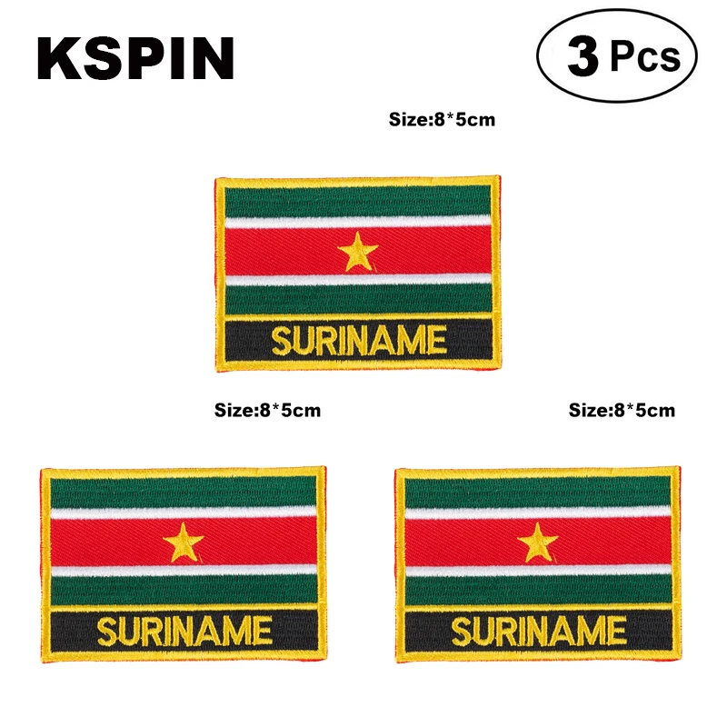 Suriname Rectangular Shape Flag patches embroidered flag patches national flag patches for clothing DIY Decoration