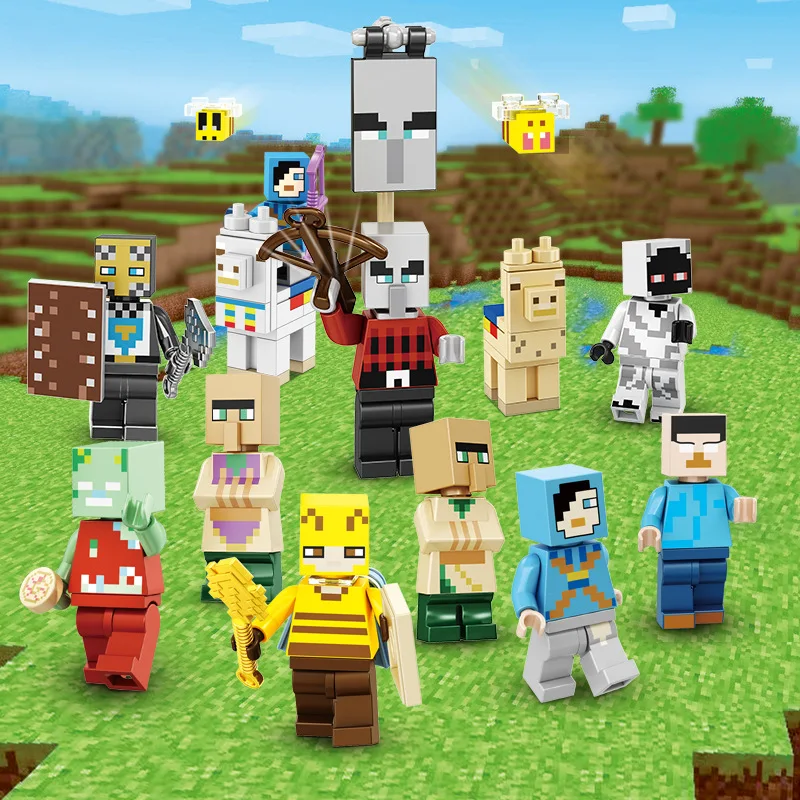 16 шт./компл. My World minecrafte сборные строительные блоки игрушки creeper Стив Редстон Golem