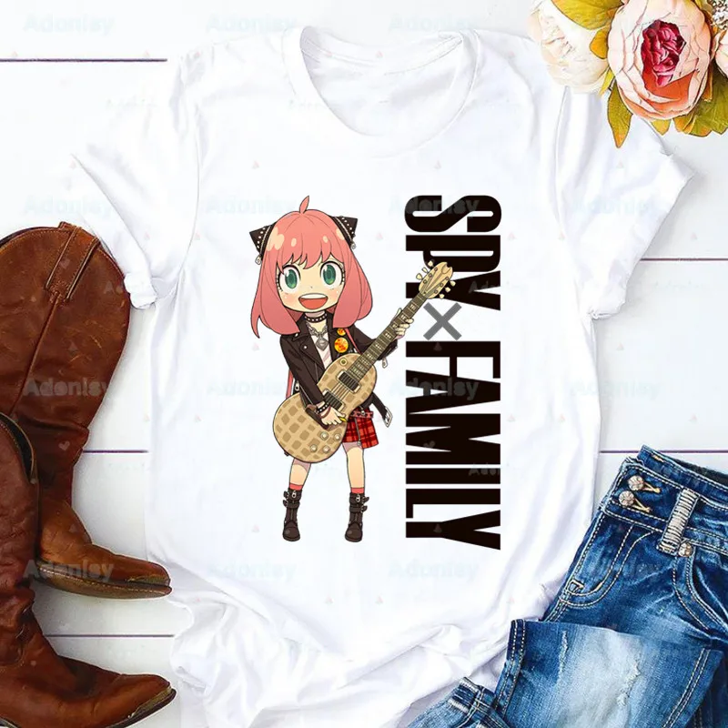 

SPYFAMILY Japanese Women T Shirt Girl Harajuku Graphic Spy x Family Tops Kawaii Female Anime Anya Smug T-shirt,Drop Ship