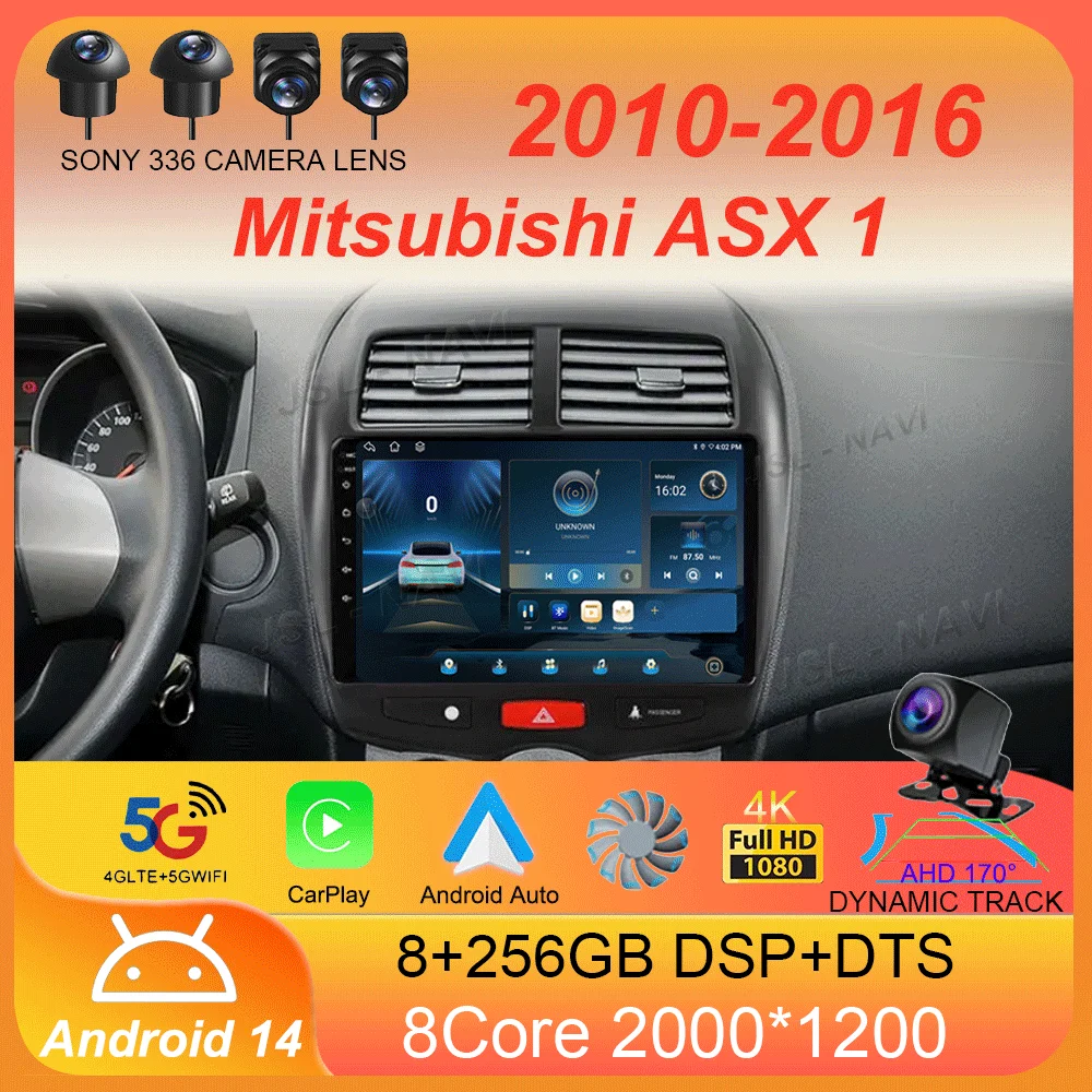 Android 14 для Mitsubishi ASX 1 2010-2012013 2014 2015 2016 Мультимедийное автомобильное ТВ