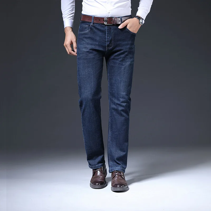 2022 New Young and Middle-aged Men's Jeans Men's Business Casual Pants Men's Fashion Straight Tube Thickened Korean Men's Pants