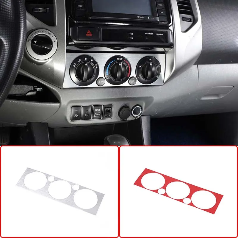

For Toyota Tacoma 2011-2014 Air Conditioning Adjustment Panel Scratch Resistant Sequin Aluminum Alloy Silver/Red Car Accessories