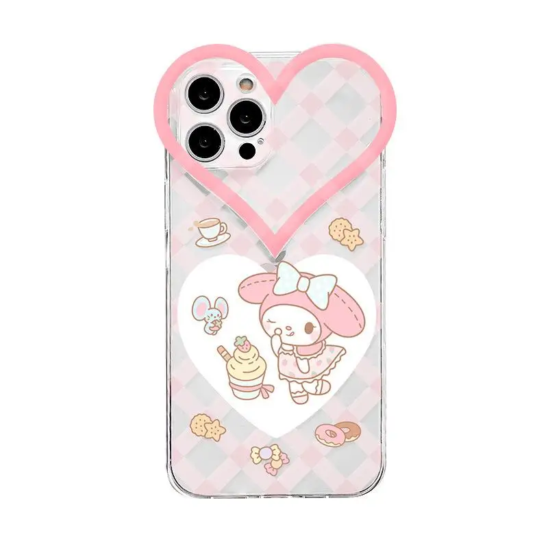 

Sanrio Kawaii Mymelody мультфильм подходит для Iphone Case 12Pro большой сердечко шаблон прозрачный чехол Iphone11 Xs симпатичный Iphone Xr