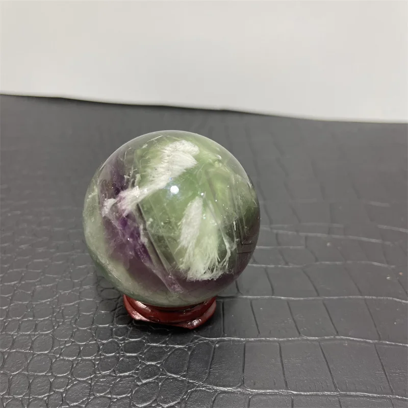 

Natural Snowflake Fluorite Ball Angel Feather Fluorite Green&Purple Rainbow Crystal Home Room Decoration Gem Healing