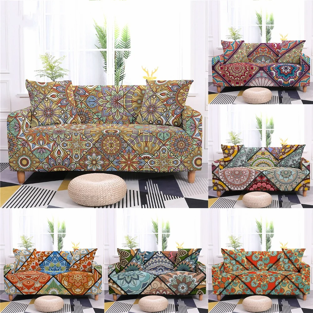 

Bohemia Sofa Cover for Living Room 3D Mandala Stretch Slipcovers Sectional Couch Cover 2/3 Seater funda de sofá L Shape Sofa