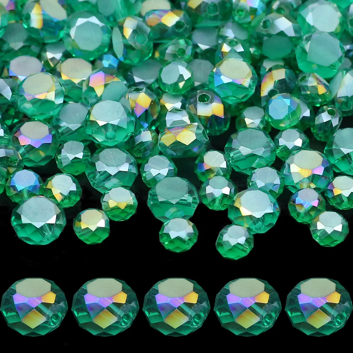 Гreenish-Blue AB Цветной австрийский кристалл Плоские круглые прокладки в форме хлеба