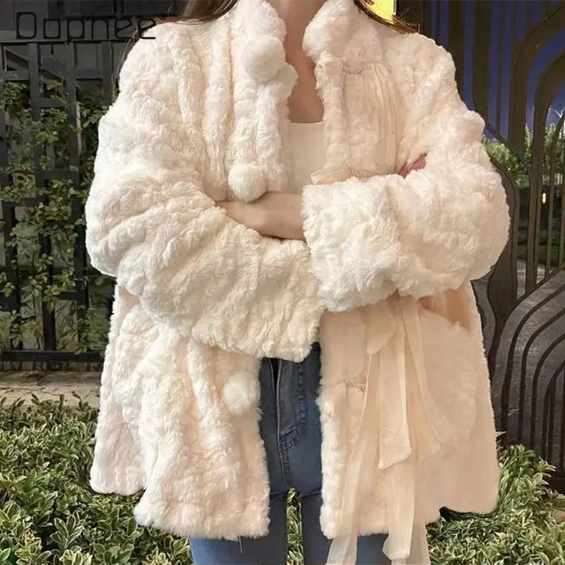 

Женское пальто из овечьей шерсти, свободное утепленное пальто из ангорской шерсти с имитацией шерсти, из твитой пряжи, зима 2022