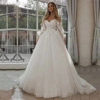 exquisite a line wedding dress off the shoulder puff sleeve bridal gowns sweetheart appliques bride dresswomen vestido de novia