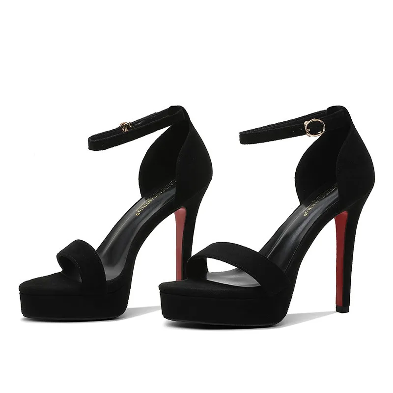 

2022 Summer Women 12cm High Heels 3.5cm Platform Red Bottom Sandals Lady Gladiator Strappy Sandles Nightclub Prom Fetish Shoes