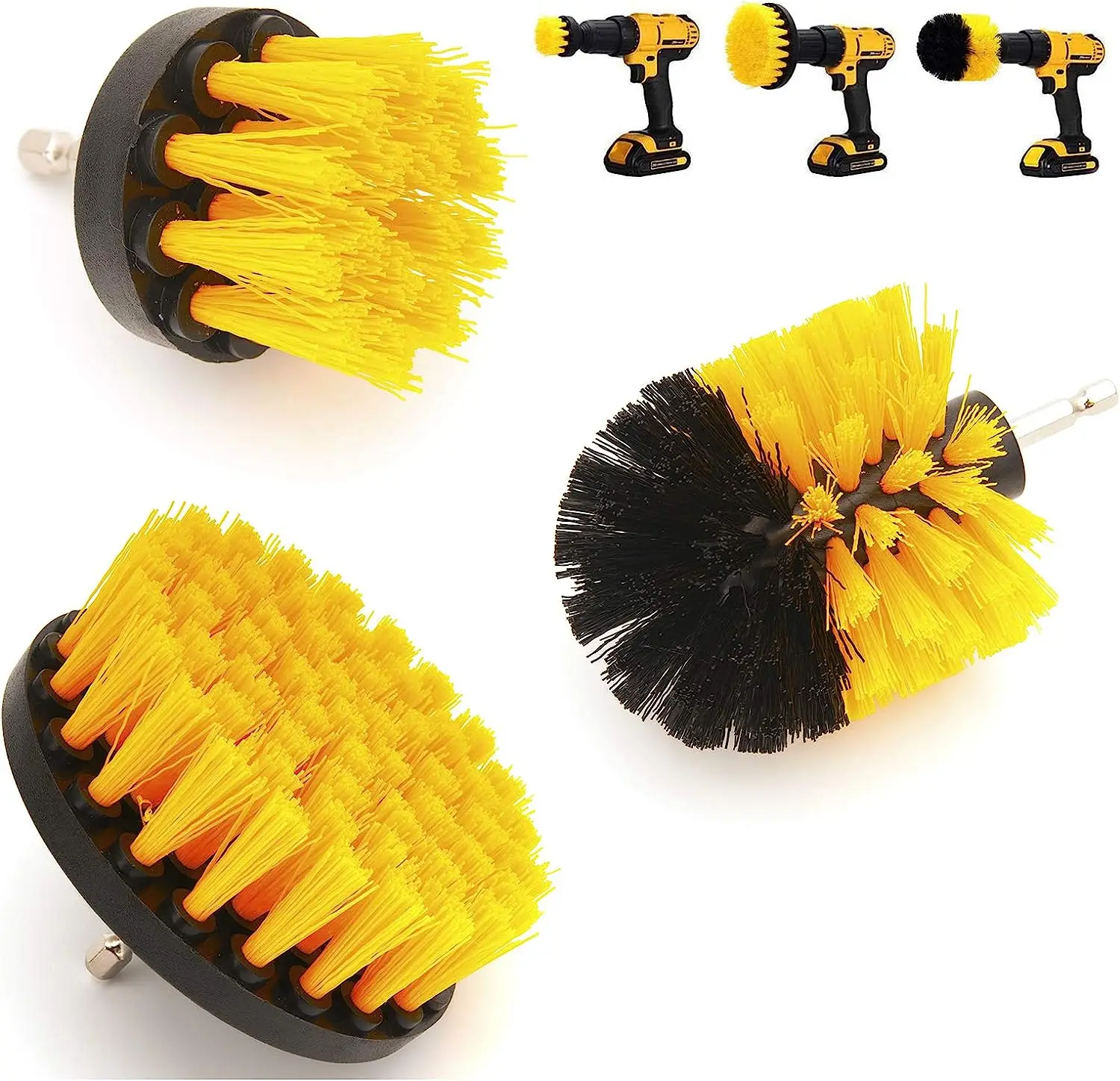 

3Pcs/Set 2/3.5/4'' Electric Scrubber Brush Drill Brush Kit Plastic Round Cleaning Brush for Carpet Glass Car Tires Nylon Brushes