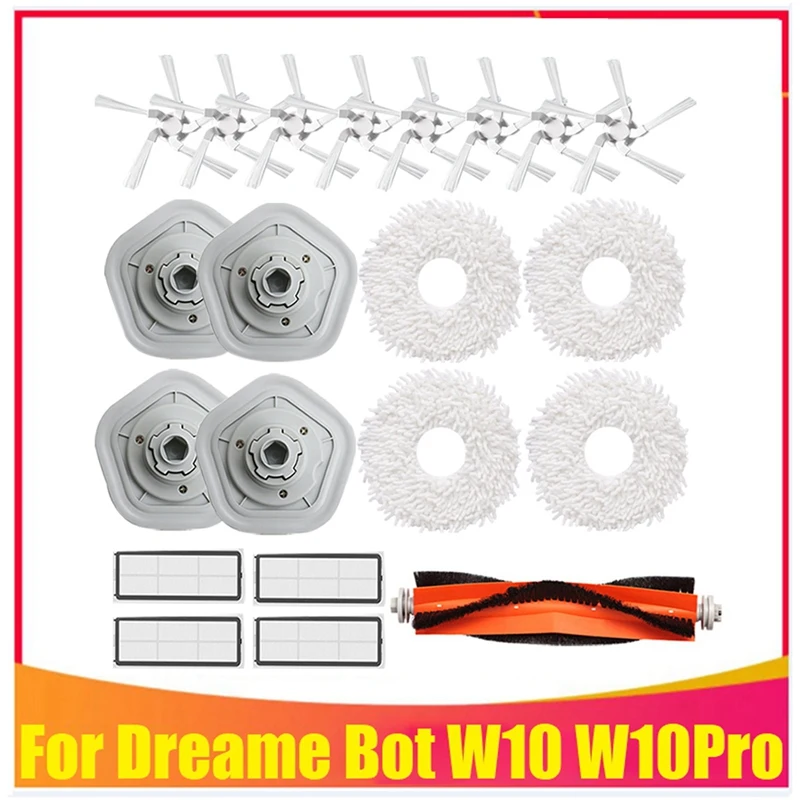 

21Pcs Replacement Accessories Washable Mop Cloth Main Side Brush HEPA Filter For Dreame W10/W10 Pro Vacuum Cleaner Part