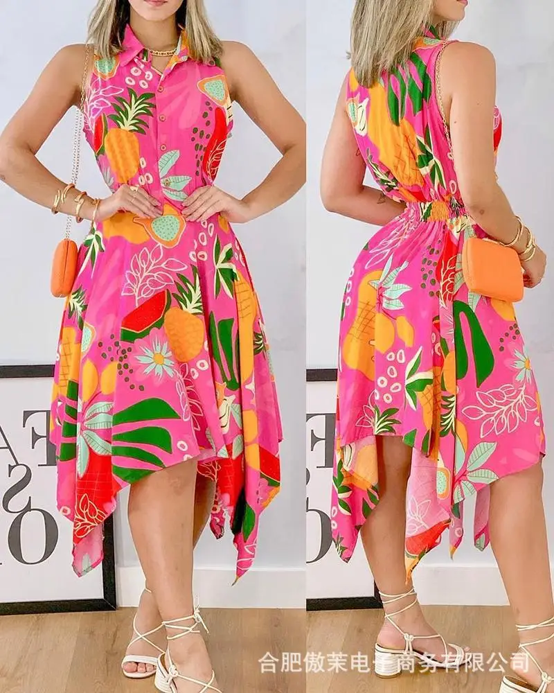 

Женское платье-рубашка без рукавов, с принтом