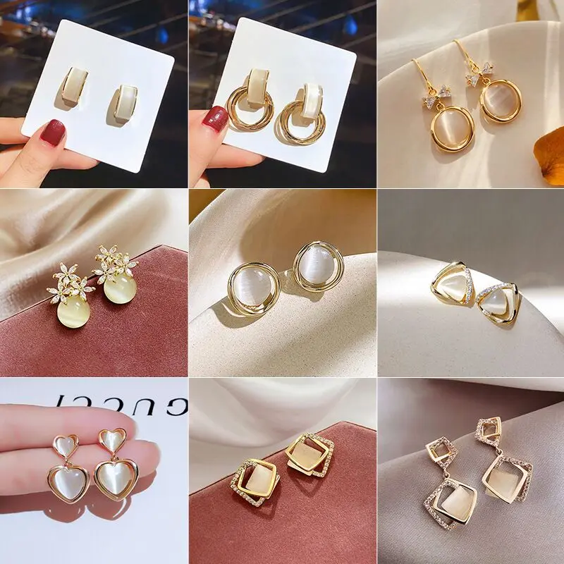 

Trendy Round Simple Crystal Dangle Earrings For Women Fashion Sweet Water Drop Pendant Earring Girl Party Birthday Jewelry Gift