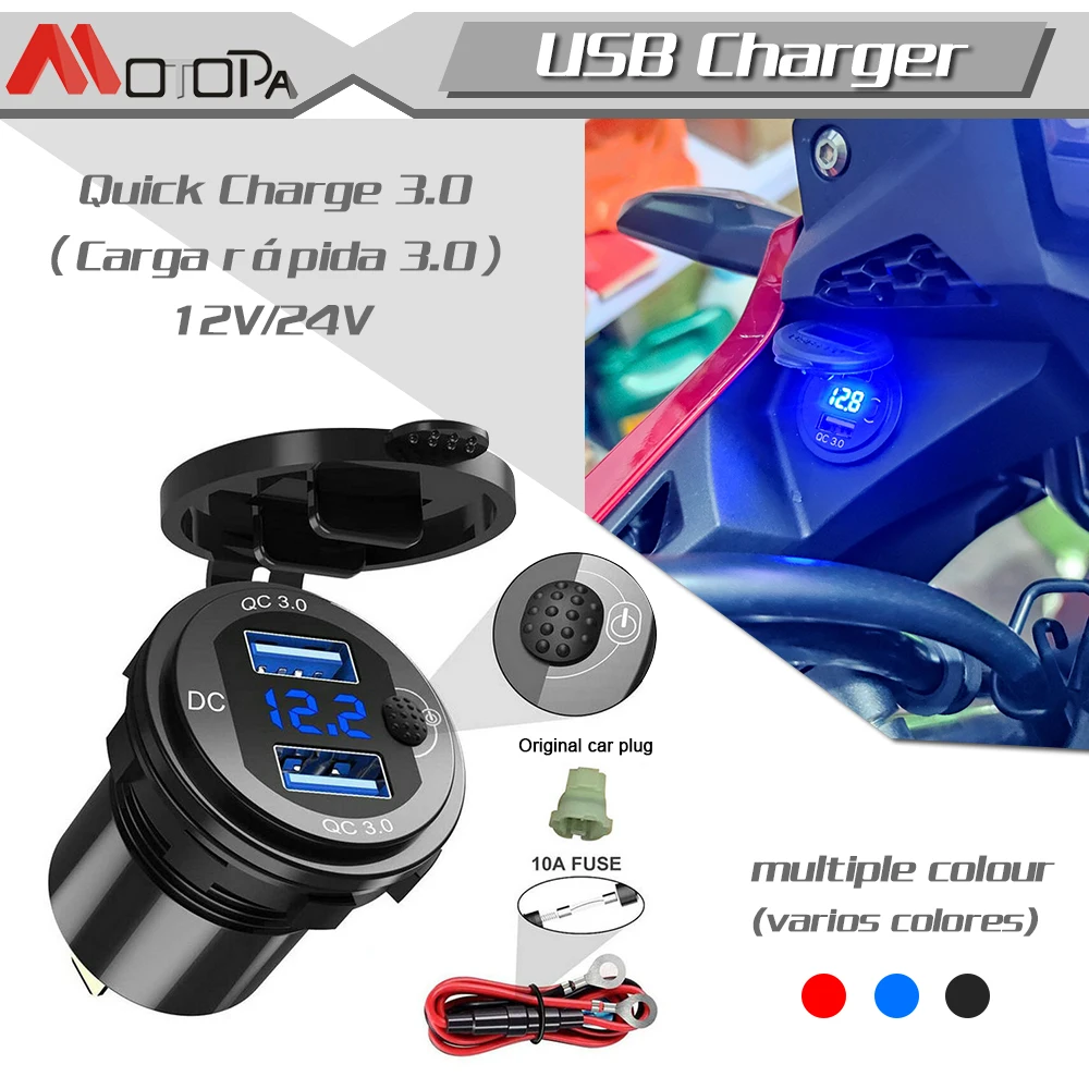 

Moto Auto Splitter Adapter Extractme Car Cigarette Lighter 4.2A Car Charger Dual USB Socket Power Plug 12V 24V LED Voltmeter