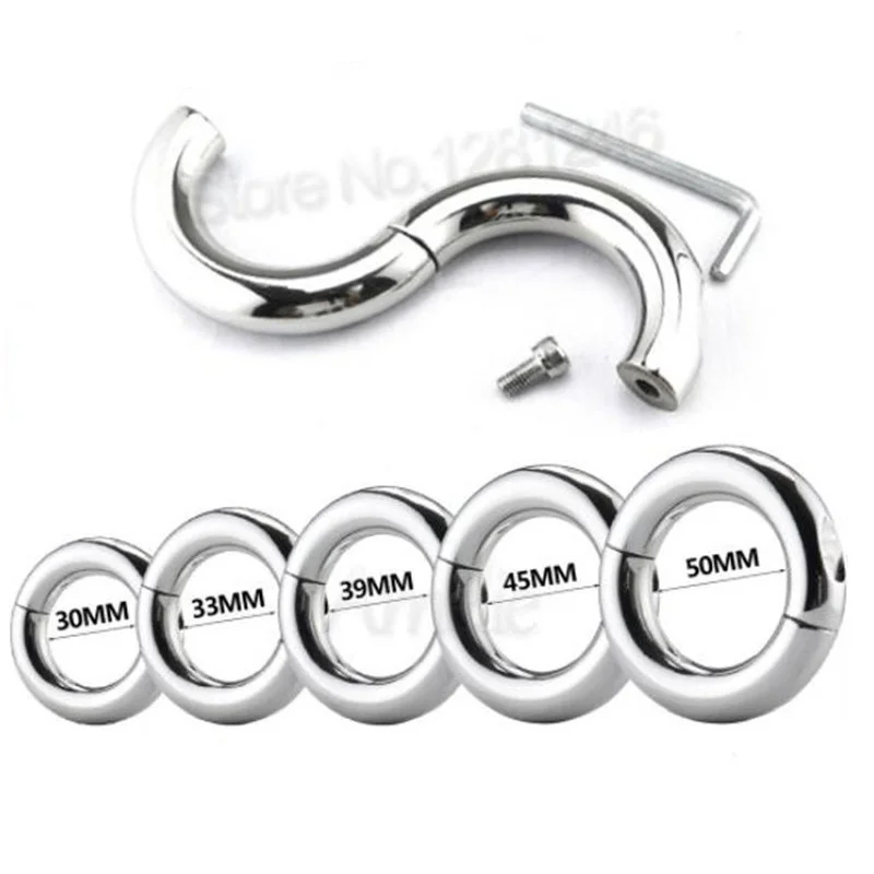 

New 6 Size Stainless Steel Penis Ring Ball Stretcher Delay Lasting Metal Cock Ring Scrotum Restraint Testicular Sex Toys for Men