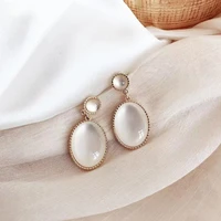 2022 new fashion elegant white opal stud earrings retro woman simple party gift ornament designer indian jewelry luxury goth z