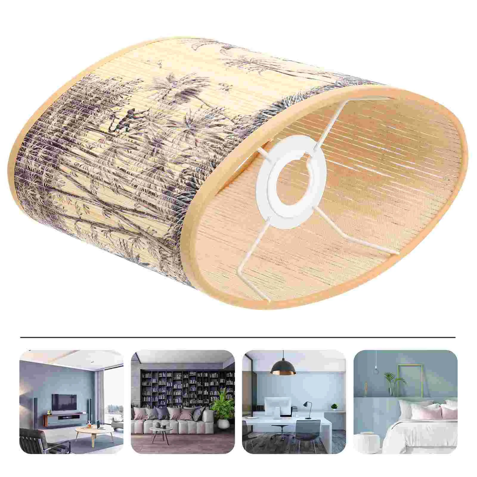 

Bamboo Lampshade Decorative Bedside Replacement Cover Table Light Accessories Oval Shades Floor Desk Accessory Lampshades