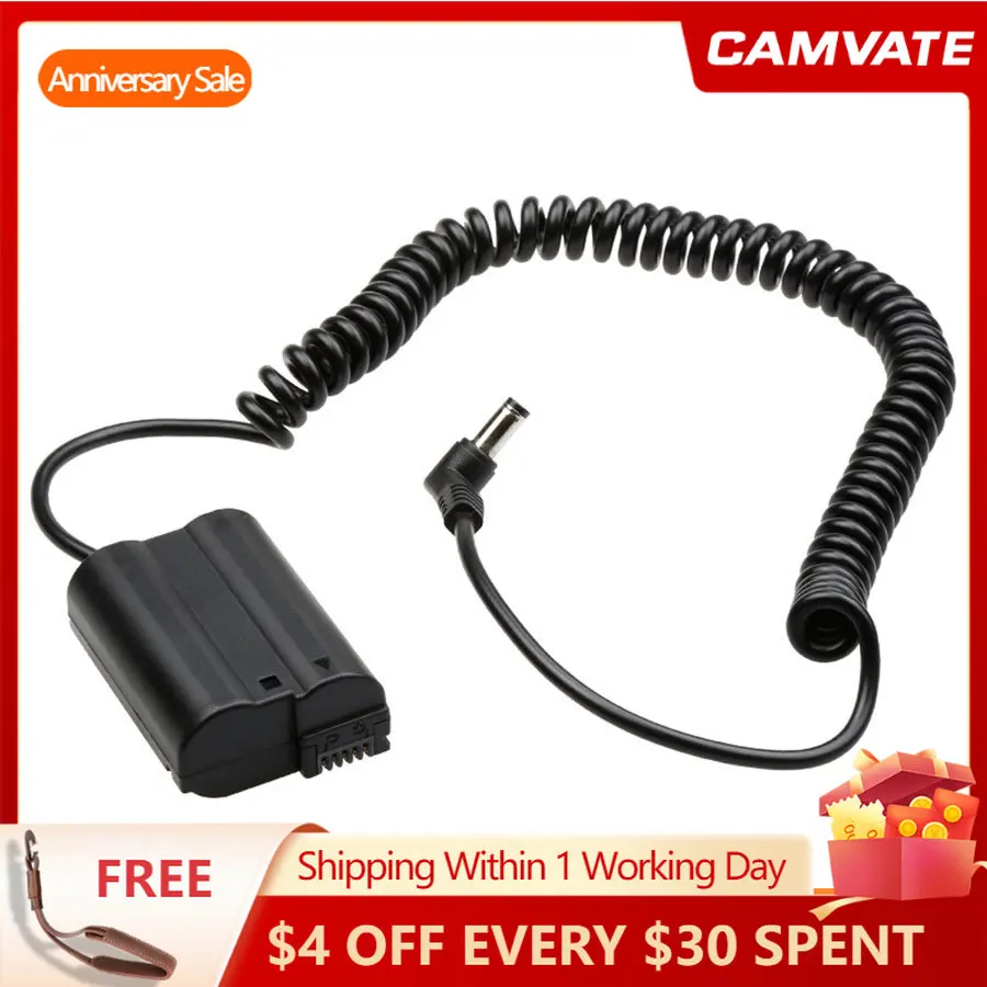 

CAMVATE EN-EL15 Dummy Battery to 2.1mm DC Cable For Nikon Z 7, Z 6, D850, D810, D810A, D800E, D800, D750, D610, D500, D7500