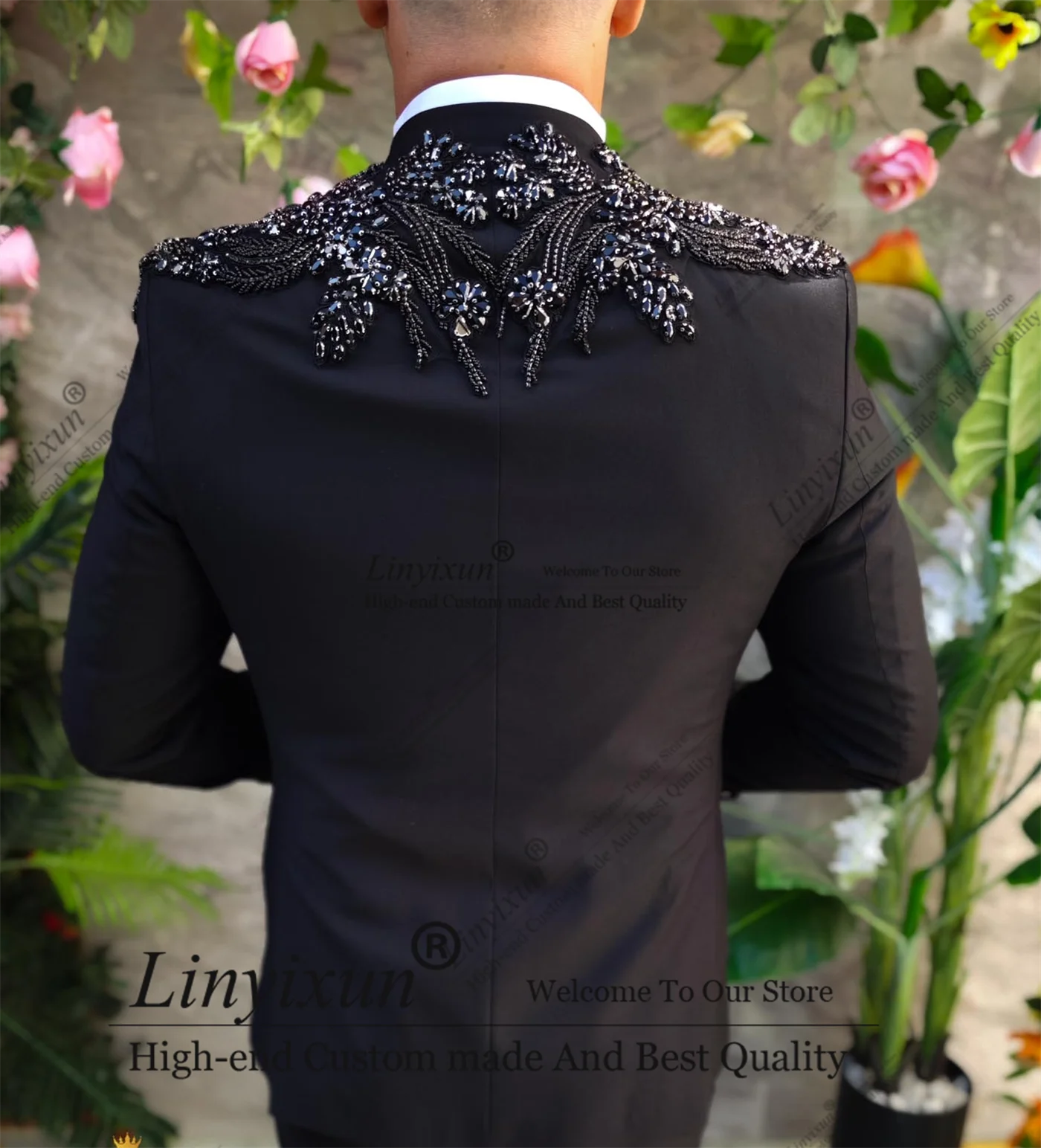 Роскошные смокинги со стразами мужские костюмы с остроконечными лацканами