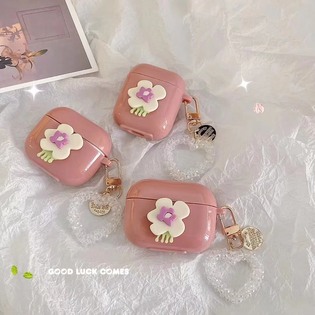 

Flowers Love Pendant Earphone Case for 1 2 Pro Soft Headphone Cover Clear Anti-fall Protective Shell