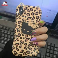 kawaii leopard hello kitty iphone case for iphone 13 11 12 pro max xs x xr 8 7 plus soft cover cute women girl y2k trendy luxury