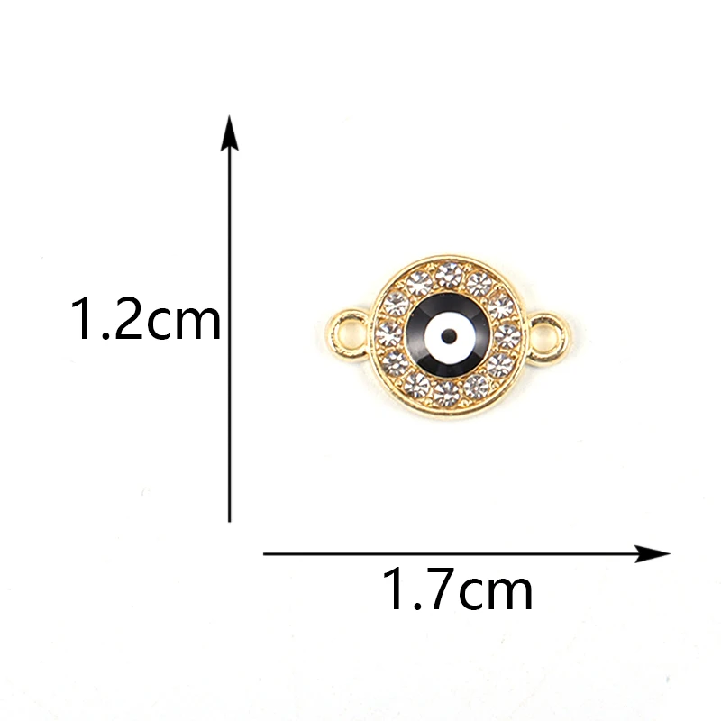 15Pcs 12*17MM Shiny Rhinestone Round With Evil Eye Charms For Women DIY Jewelry Necklace Earrings Key Chains Making Pendants