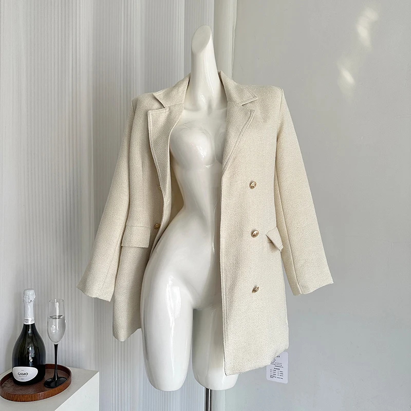 LUZHEN 2024 осенний роскошный элегантный двубортный пиджак женский модный однотонный