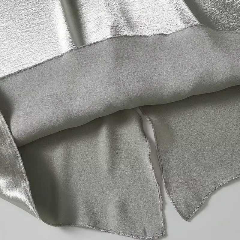 Maxdutti 2023 новая Британская мода элегантная миди юбка женская Серебристая атласная