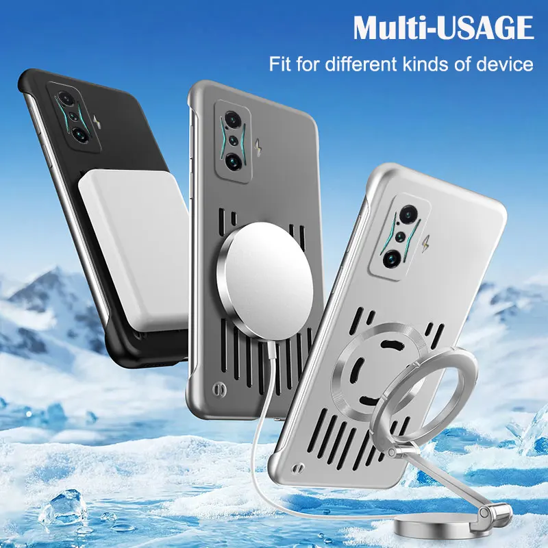 Фото Безрамочный полый чехол для телефона с теплоотводом для Redmi K50 Pro Ultra k50, игровой магнитный чехол с охлаждающей задней крышкой №2
