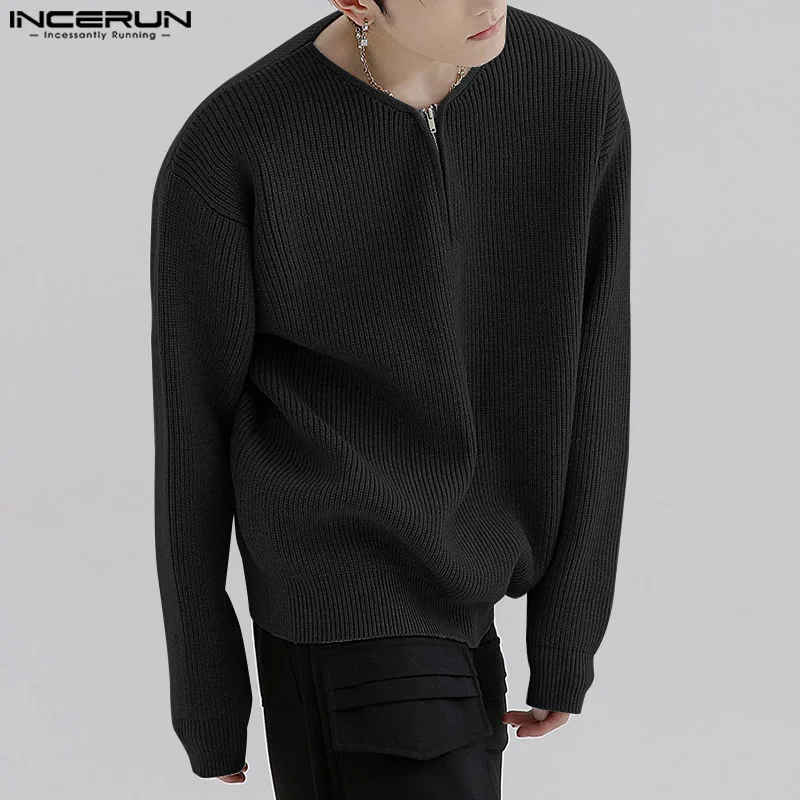 

Tops 2023 Korean Style Handsome New Men Casual Simple Sweater Fashion Streetwear Hot Sale Solid Semi-zip Pullovers S-5XL