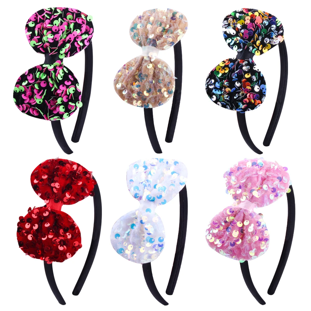 

New Sequin Bow Headband Cute Shiny Fashion Shiny Hairband Child Hair Accessories Gifts for Girls Bling Birthday Party Headwear