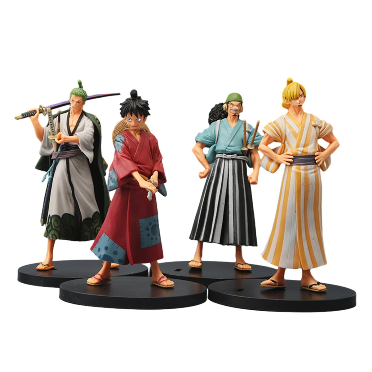 

Anime One Piece Wano Country Kimono Luffy Figure Sanji Zoro Usopp Hand Doll Model Doll Toy Gift Collection 4Pcs/1Set