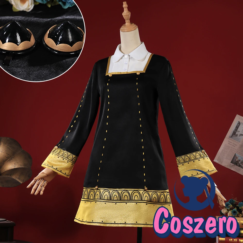 Костюм шпионской семьи Косплей Аниме черное платье Униформа полный комплект