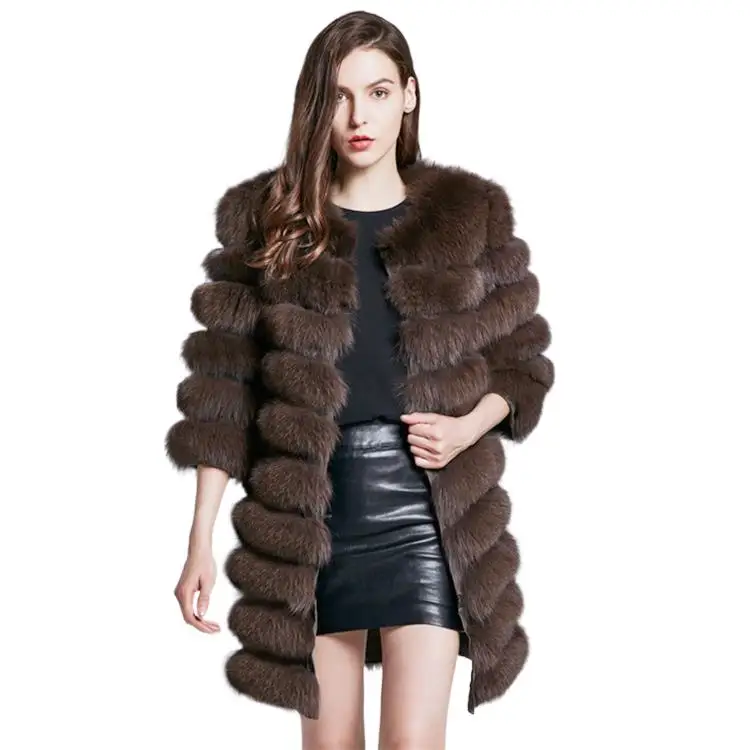 

Женское длинное пальто из лисьего меха, пальто со съемным натуральным мехом, верхняя одежда из натурального Лисьего меха, женская зимняя те...