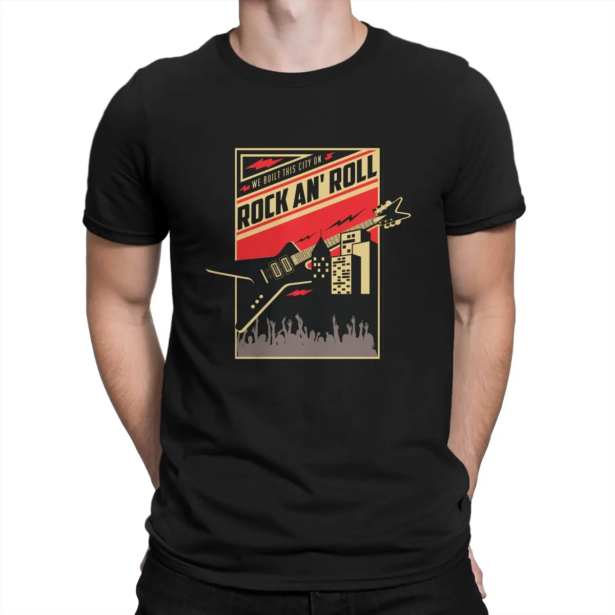 

Men Retro Rock Radio T Shirts Bass Guitar Rock Music Cotton Clothes Vintage Short Sleeve Round Collar Tees Birthday Present
