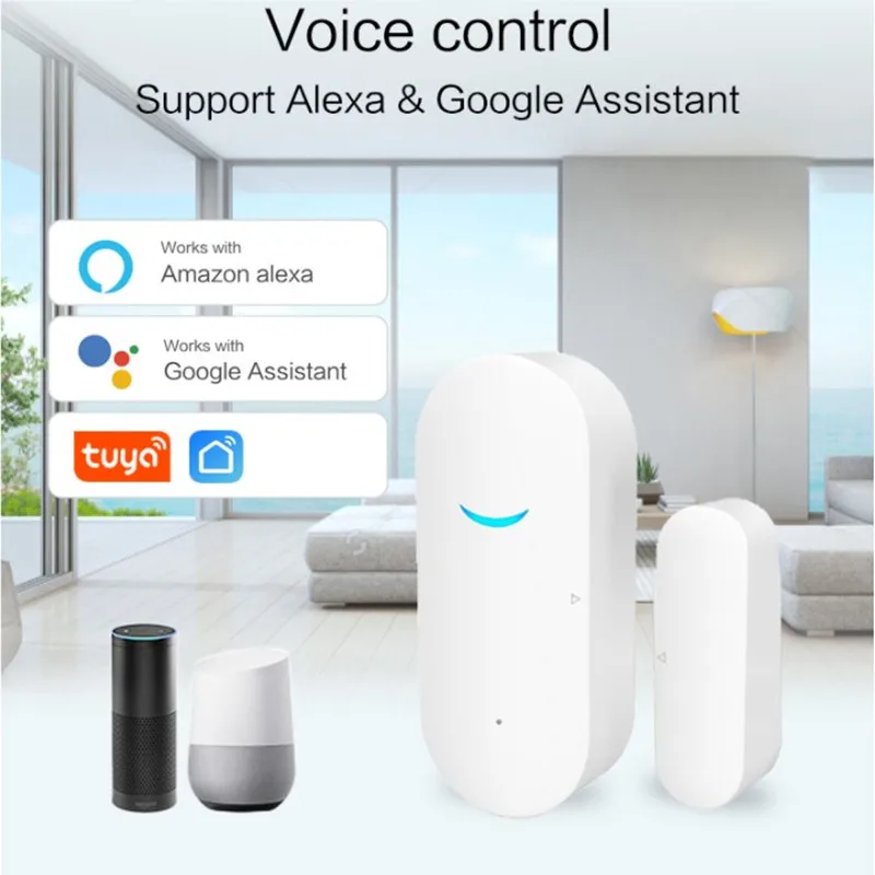 

Tuya WiFi Home Alarm Compatible With Alexa Google Home Security Sensor App Smart WiFi Door Sensor Door Open Closed Detectors