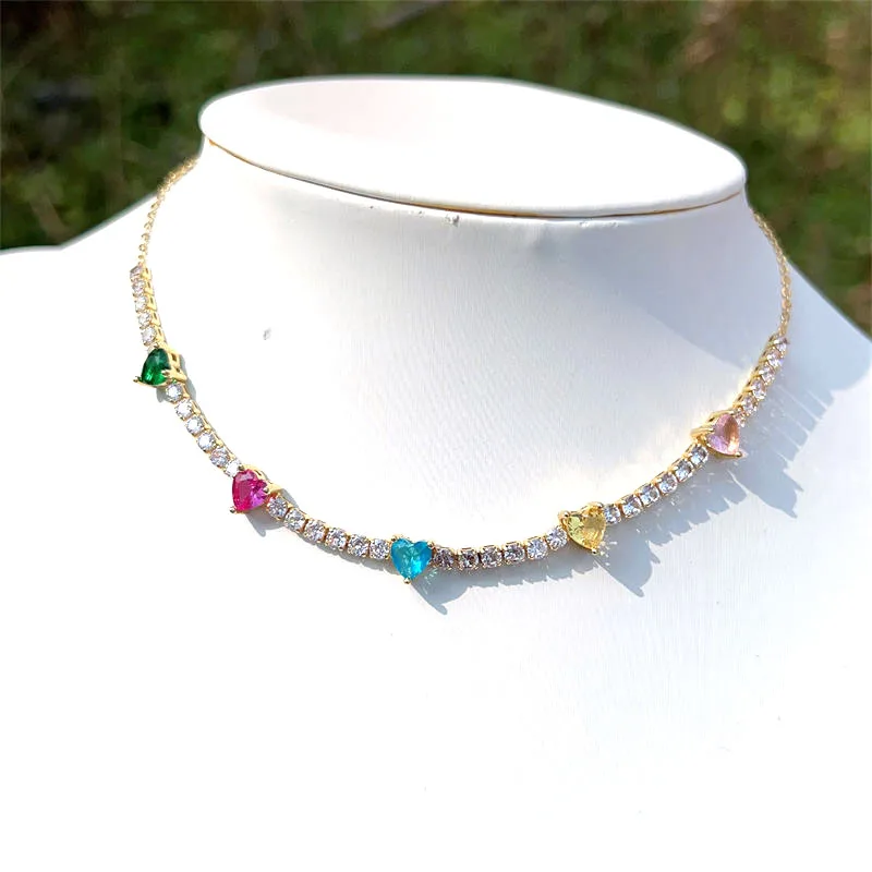 

Колье-чокер женское с фианитом, ожерелье с покрытием из 18-каратного золота в форме сердца, Ювелирное Украшение, хороший подарок на день рожд...