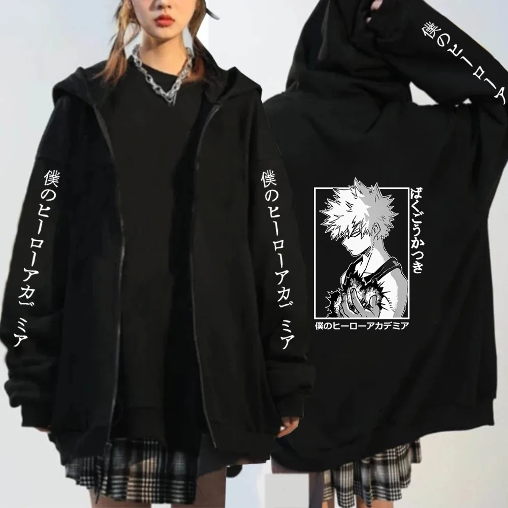 

Anime Hooded Sweatshirt My Hero Academia Zipper Hoodie Himiko Toga Bakugo Harajuku Streetwear Unisex Casual Fashion Zip Hoody