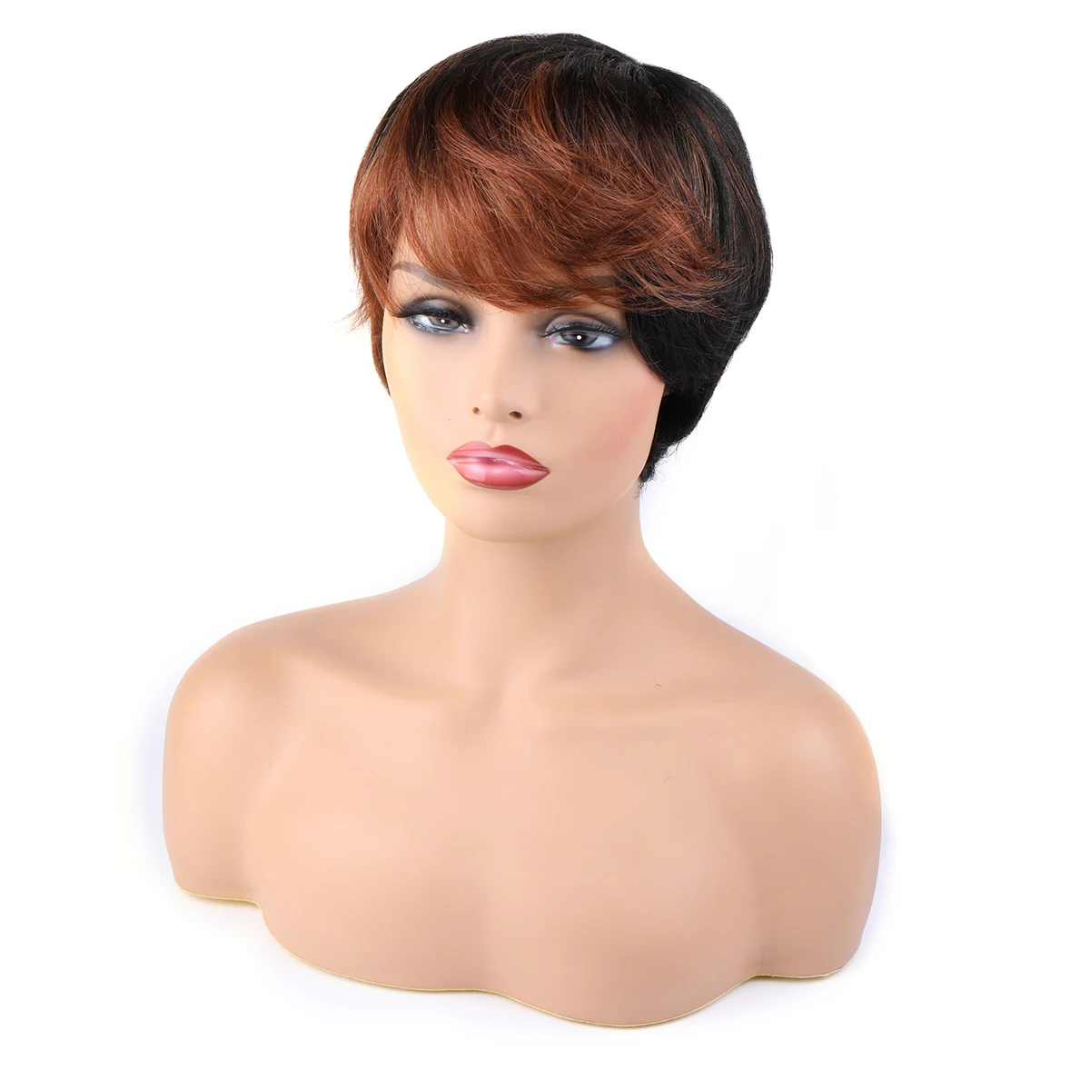 Short Human Hair Wigs Mixed Colours Pixie Cut Wigs Brazilian 100% Human Hair Wigs Full Mechanism Cheap Human Hair Wigs for Women