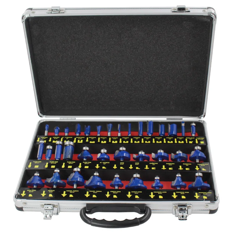 35PCS 1/4 Inch 6.35mm Wood Milling Cutter Shank Router Bit Set Trimming Machine Tool for Electric Trimmer Wood Work Cutting Kit