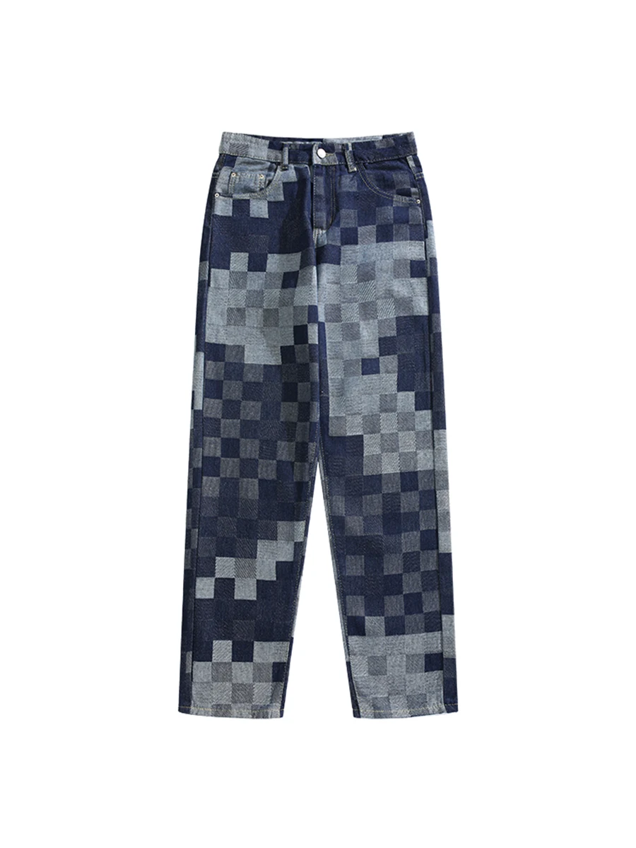 Мужские свободные джинсы в американском шахматном стиле