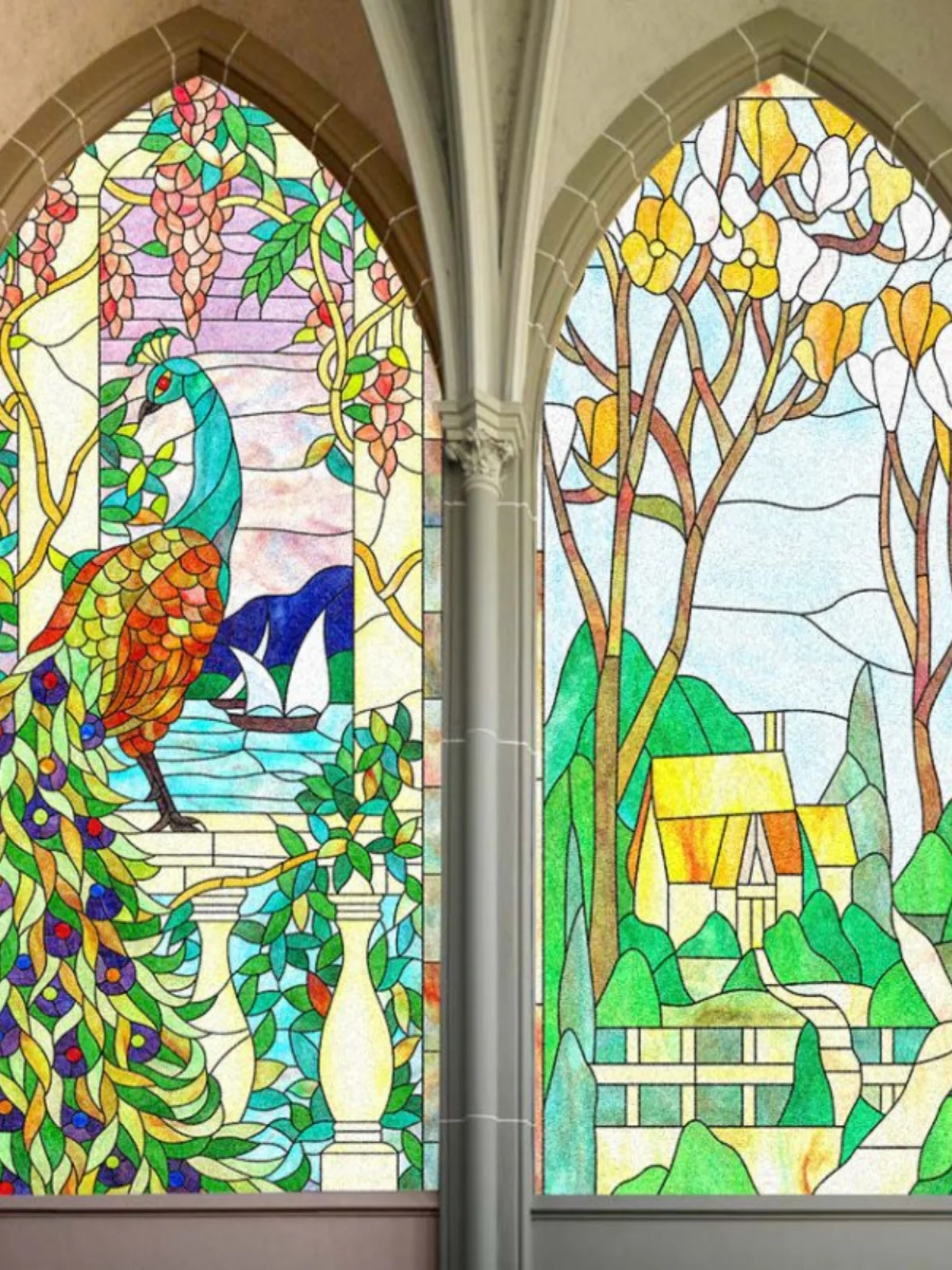 Пользовательская Европейская витражная пленка ретро Электростатическая скраб