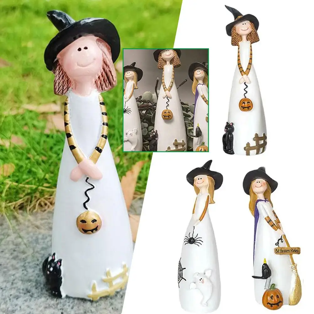 

Halloween Witch Resin Crafts Desktop Ornament Cute Crafts Party Pumpkin Decoration Gift Statue Home Ghost Holiday Home Cart I5X4