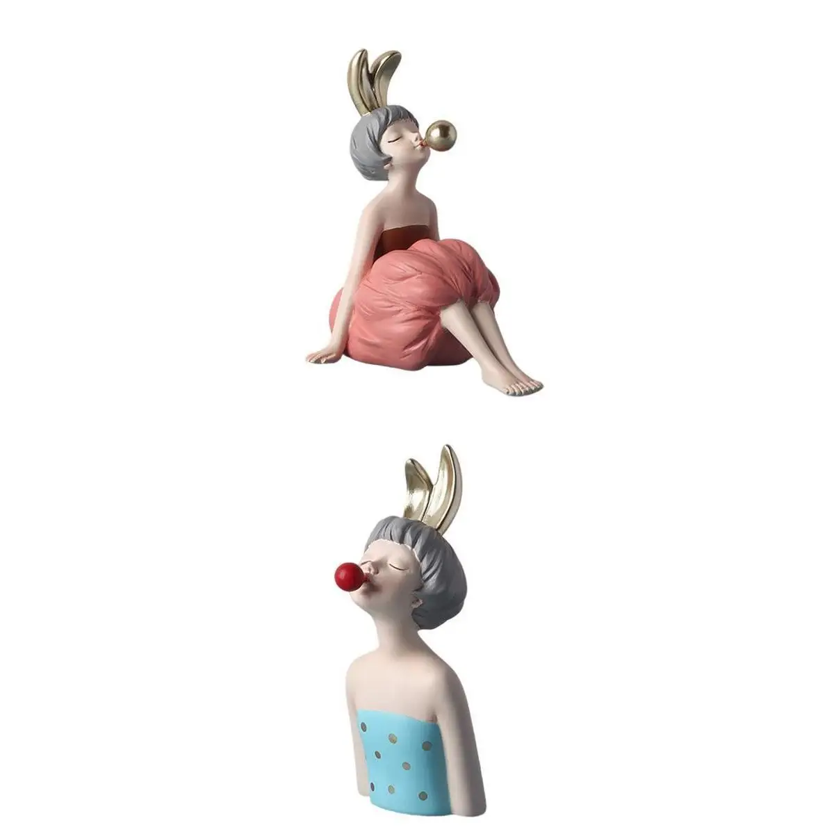

2x Girl Figurine Resin Table Ornaments Home Decor