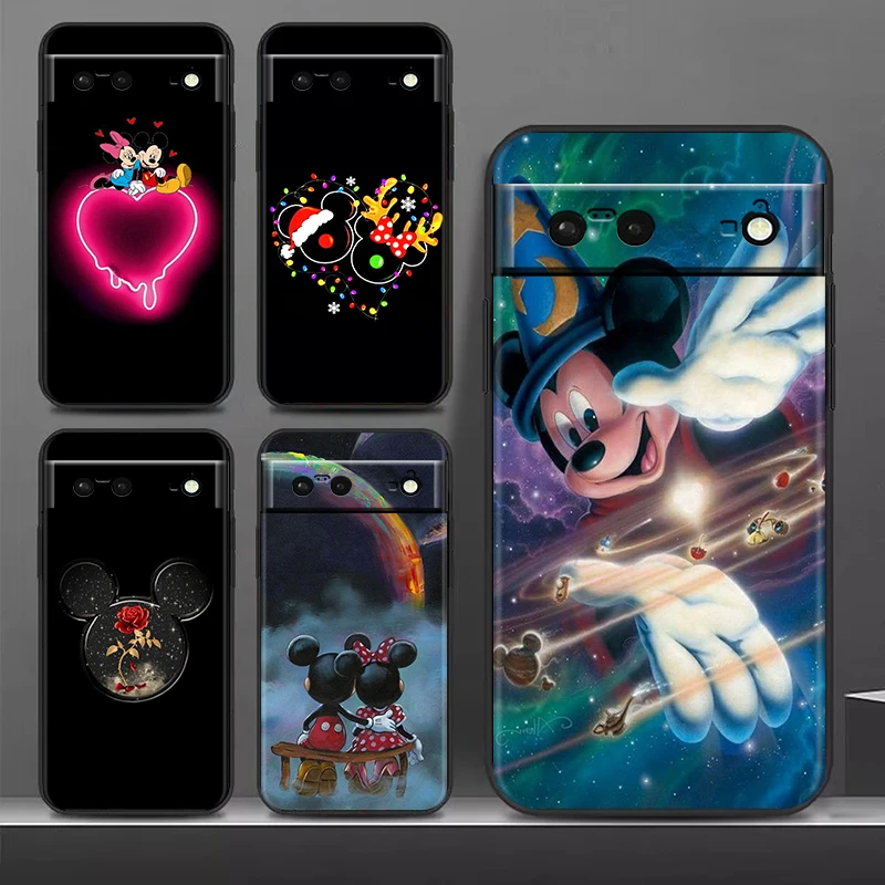 

Love Art Mickey Minnie Mouse for Google Pixel 8 7 6 Pro 6a 5 5a 4 4a XL 5G Silicone Soft Black Phone Case Cover Shell