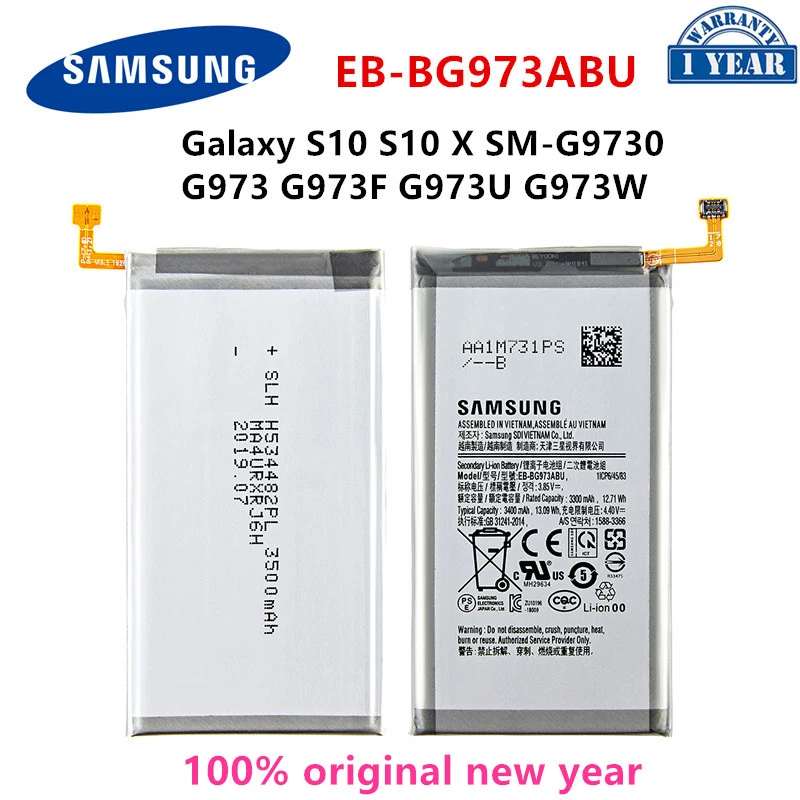 

SAMSUNG Orginal EB-BG973ABU 3400mAh Battery For Samsung Galaxy S10 S10 X SM-G9730 SM-G973 G973F G973U G973W Mobile Phone