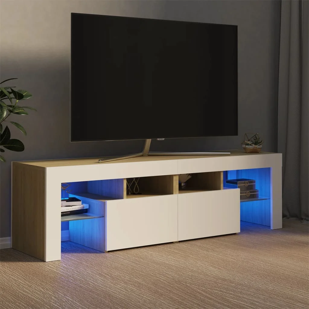 

TV cabinet with white LED lights and Sonoma Oak 140x36,5x40cm