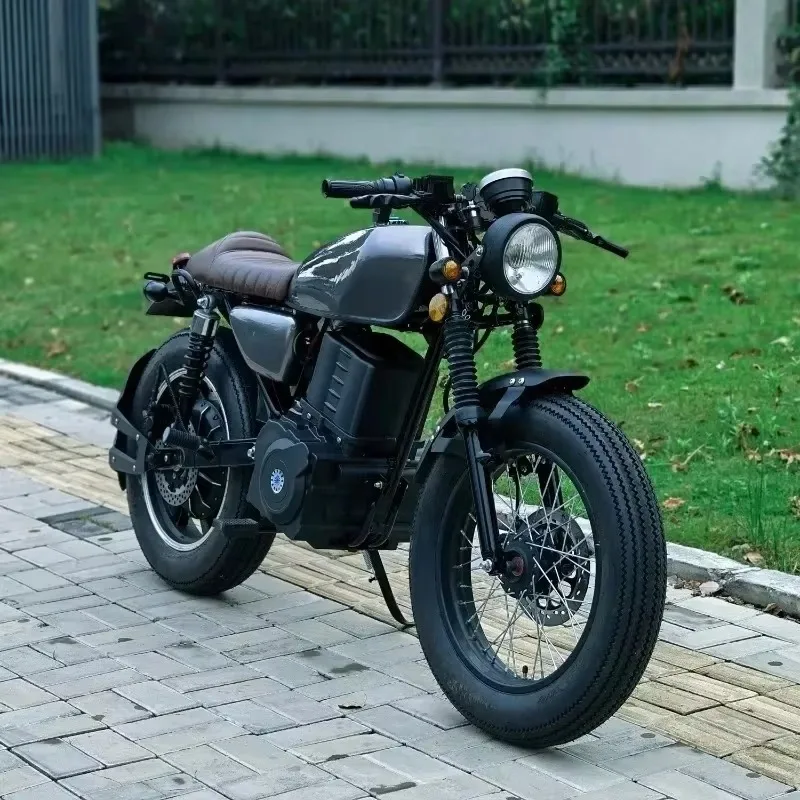 Фото Электрический мотоцикл CG 125 в винтажном стиле с двигателем 5000 Вт, литиевой батареей 50 Ач и дисковыми тормозами №2