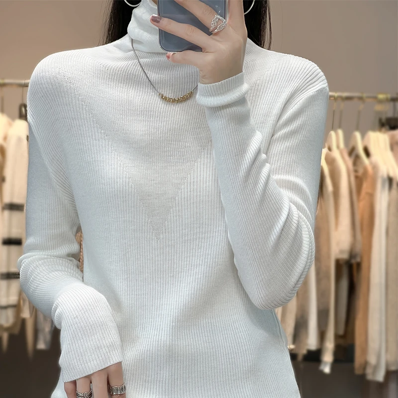 

Cashmere pullover Autumn/Winter new casual solid color knitted Pull wool high neck sweater Dressing Lady Tops Basic Underwear